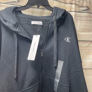 Calvin Klein Standard black zippered logo hoodie